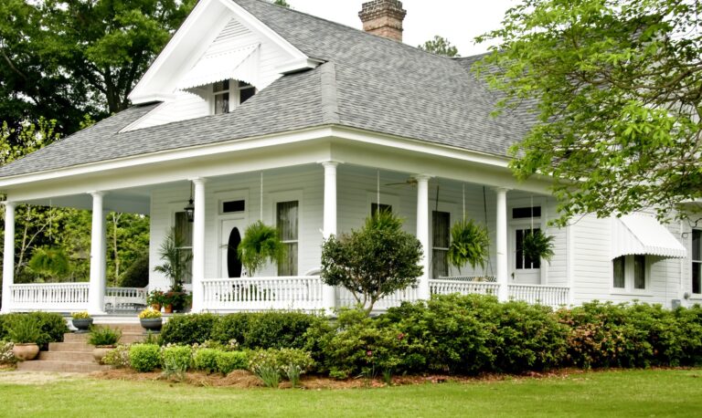 White Historic Home, Wrap Around Porch